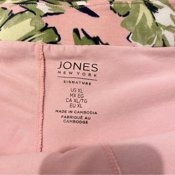 Jones New York XL Palm Leaf Skort Knit Pink Green - Picture 4 of 9